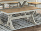 Purlaney - Large Dining Room Bench - Antique White / Natural