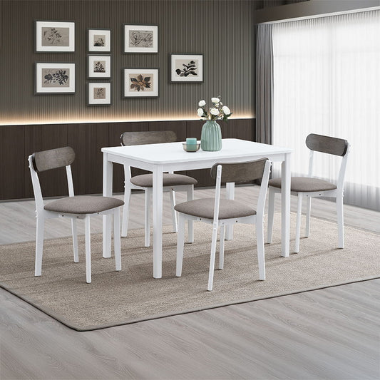 Fidelity - 5 Piece Dining Set - White & Gray