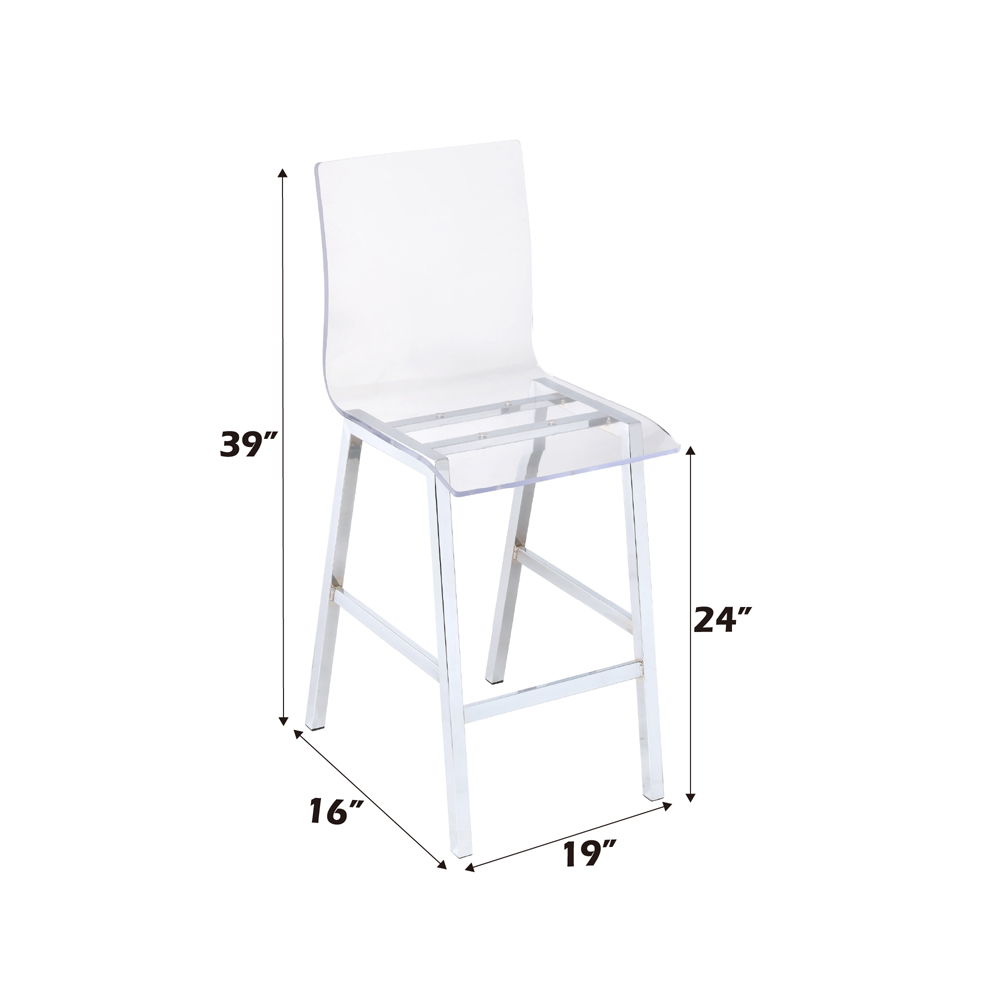 Nadie - Counter Height Chair Set of 2) - Clear Acrylic & Chrome