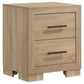 Arielle - 2-Drawer Bedroom Nightstand With Casters - Light Oak