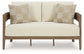 Serene Bay - Loveseat With Cushion - Dark Brown / White