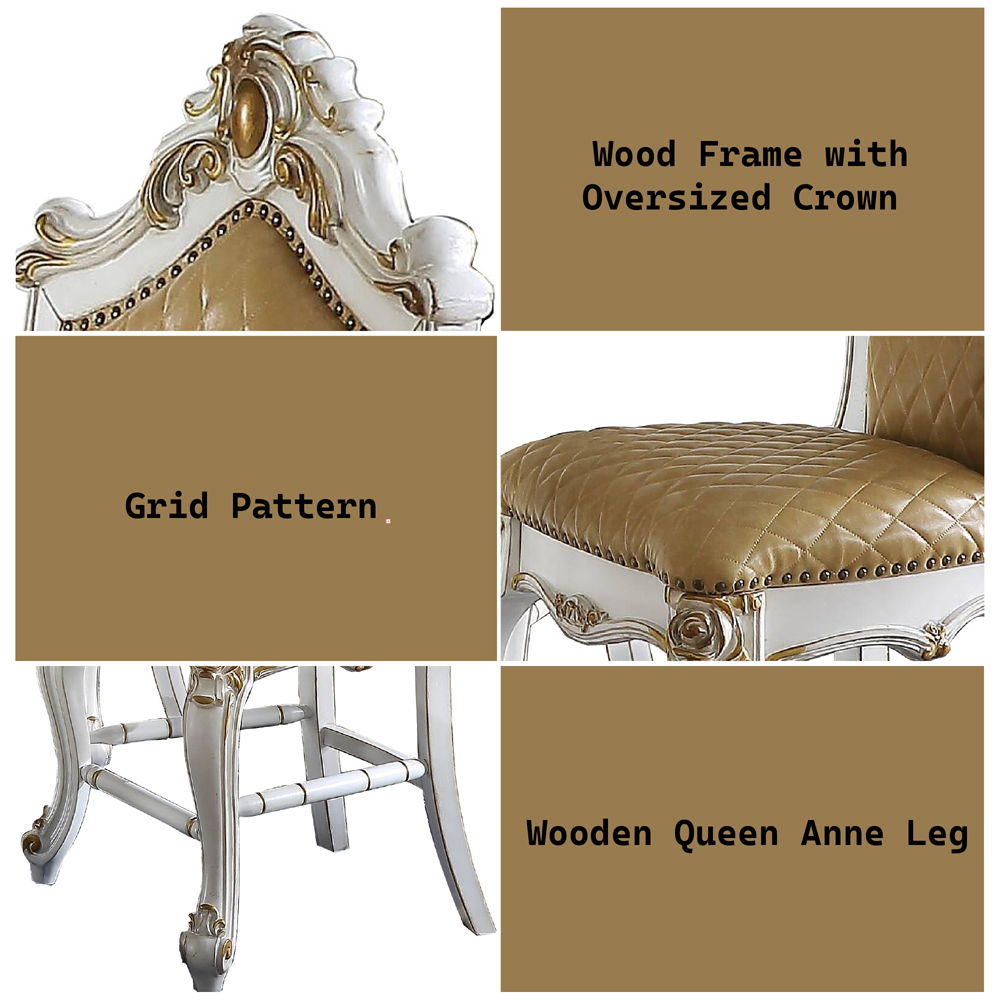 Picardy - Counter Height Chair (Set of 2) - Butterscotch Synthetic Leather & Antique Pearl