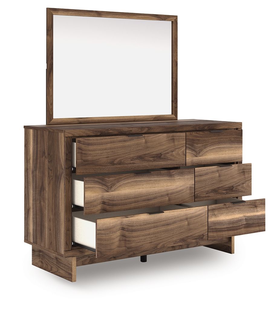 Chirason - 3 Pc. - Twin Panel Bed With Storage, Dresser And Mirror - Brown