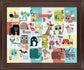 Playful Alphabet Parade - 28" x 34" Framed Wall Art - Light Blue