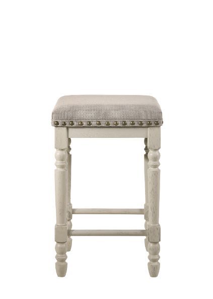 Tasnim - Counter Height Stool (Set of 2) - Tan Fabric & Antique White