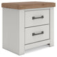 Savonport - Two Drawer Night Stand - White / Brown