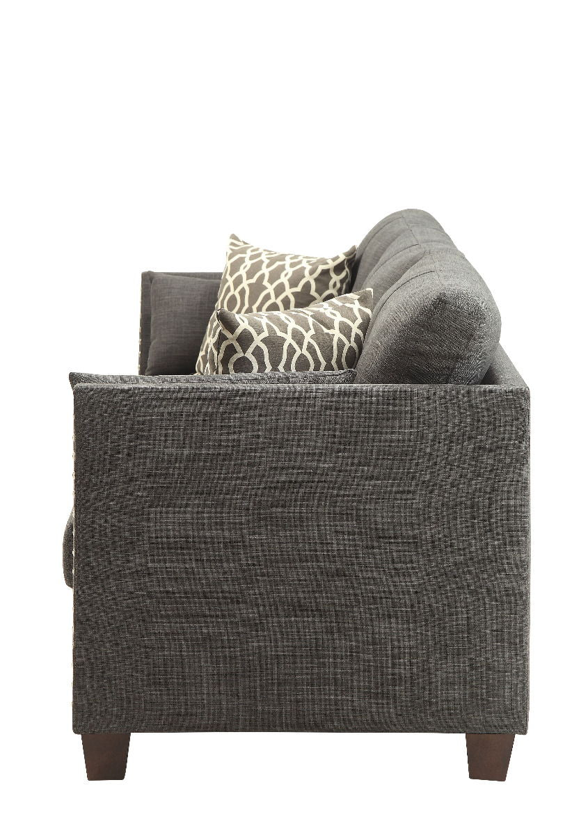 Laurissa - Sofa With 4 Pillows - Light Charcoal Linen
