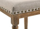 Farsiris - Counter Height Stool Set of 2) - Beige Fabric & Weathered Oak