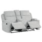 Galya - Motion Loveseat With Console - Light Gray Chenille