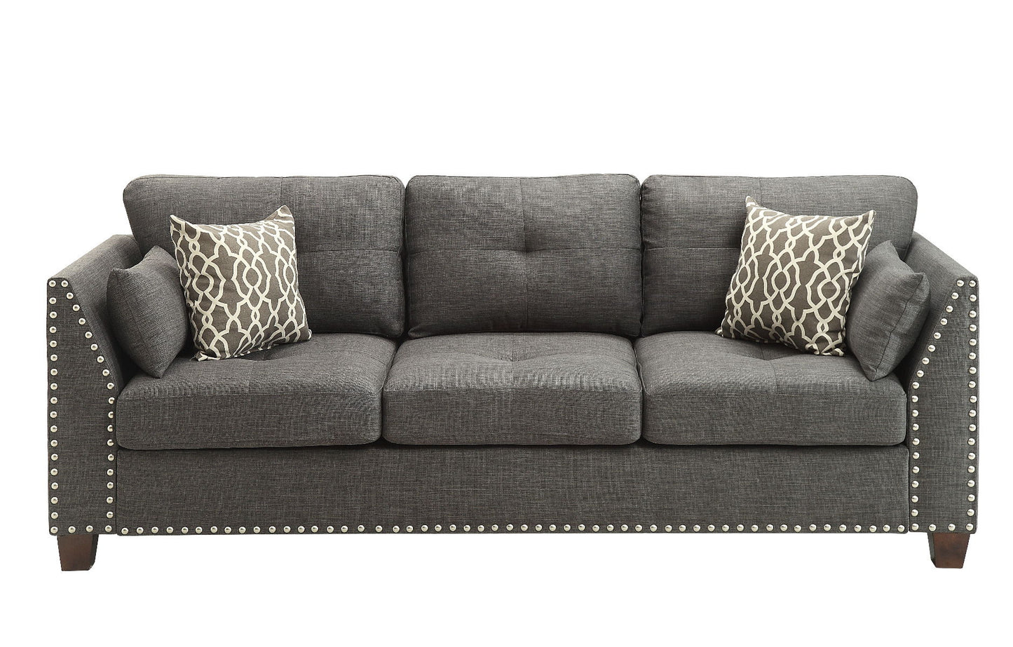 Laurissa - Sofa With 4 Pillows - Light Charcoal Linen