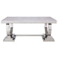 Zander - Dining Table - White Printed Faux Marble Top & Mirrored Silver