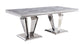 Satinka - Dining Table - Light Gray Printed Faux Marble Top & Mirrored Silver