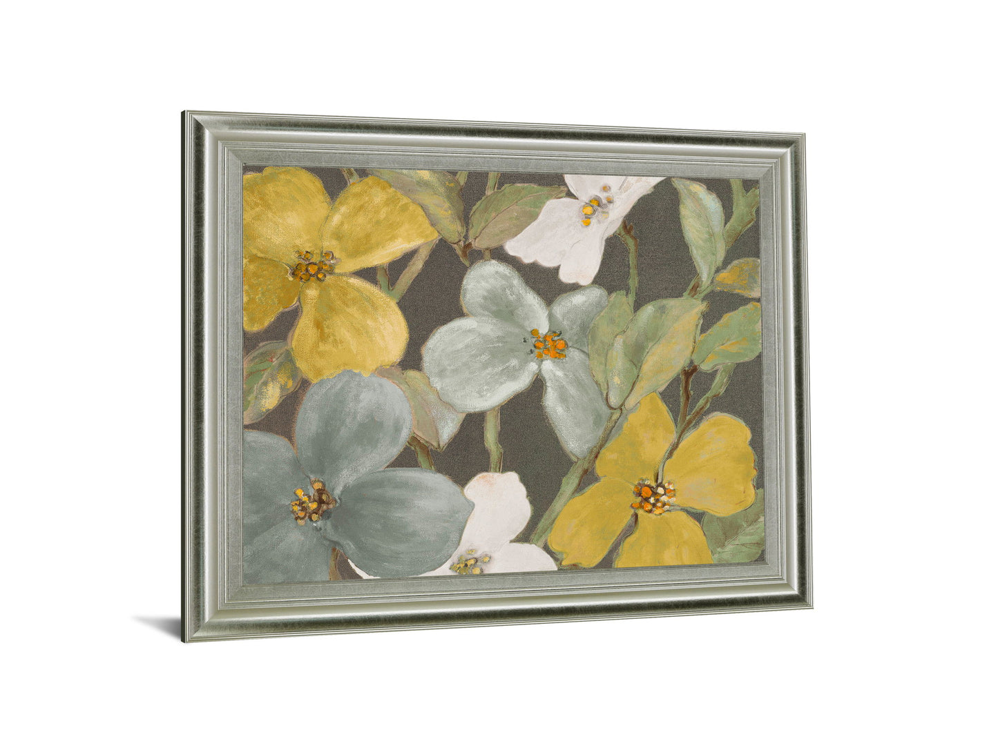 Golden Petal Whisper - 28" x 34" Framed Wall Art - Gray