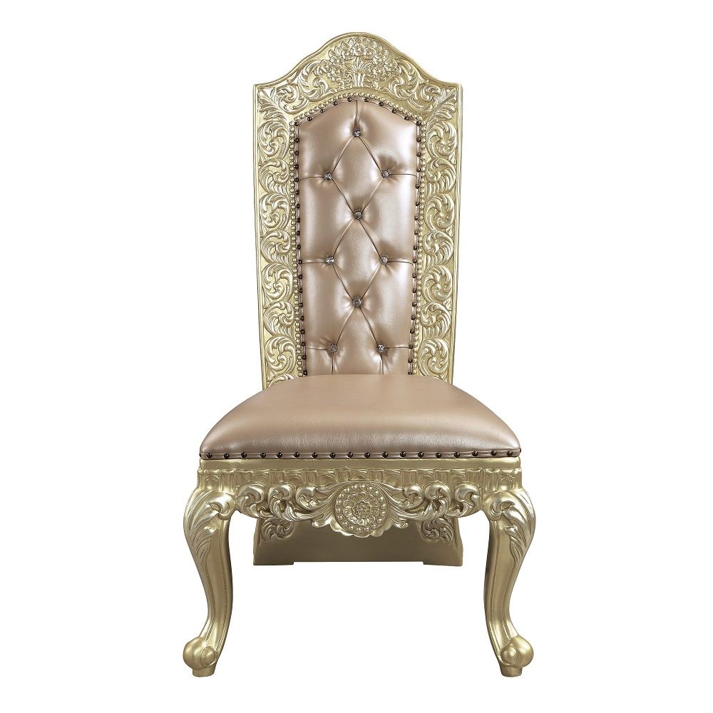 Vatican - Side Chair Set of 2) - Synthetic Leather & Champagne Silver