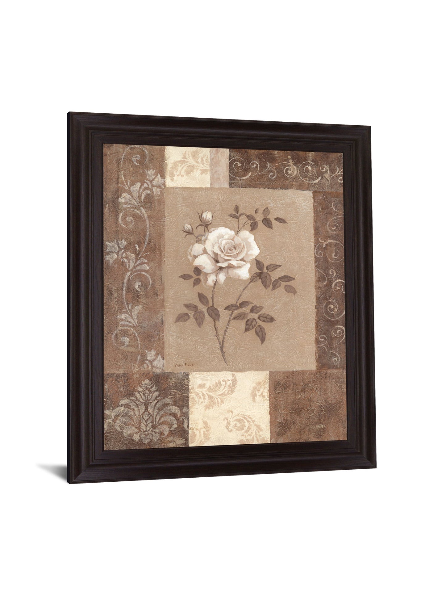 Sepia Rose Elegance - 28" x 34" Framed Wall Art - Beige