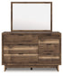 Chirason - 3 Pc. - Twin Panel Bed With Storage, Dresser And Mirror - Brown