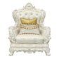 Adara - Chair With 2 Pillows - Pearl White Synthetic Leather & Antique White