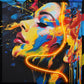 "VIVid Visage" Hand-Embellished LED In Frame - Black / Multicolor