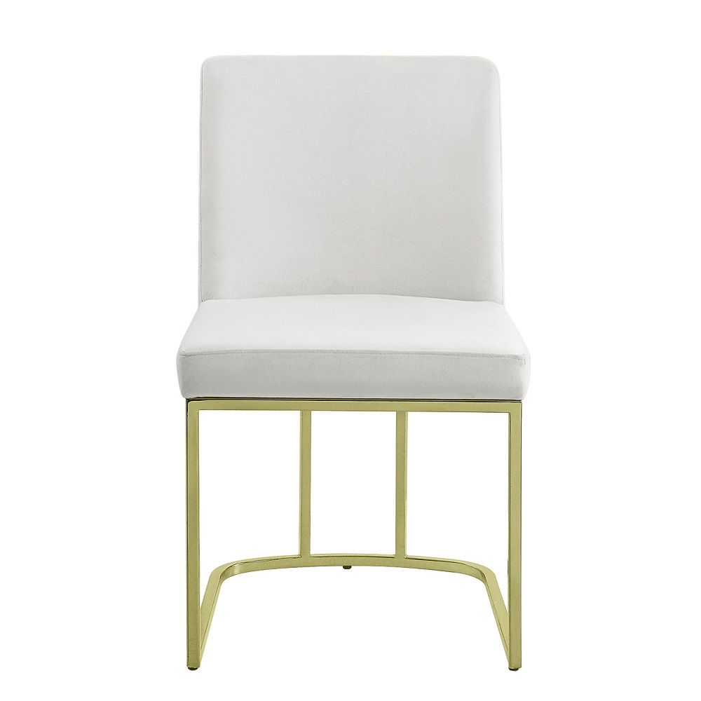 Zazie - Side Chair Set of 2) - White Velvet & Gold