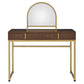 Coleen - 50" Vanity Desk With Mirror & Jewelry Tray - Walnut & Gold