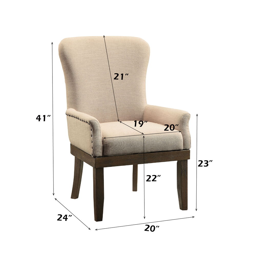 Landon - Arm Chair - Beige Linen & Salvage Brown