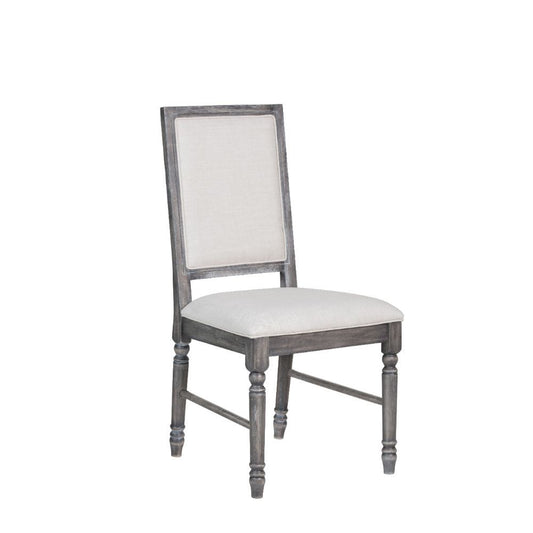 Leventis - Side Chair Set of 2) - Cream Linen & Weathered Gray
