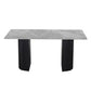 Leander - Dining Table With Ceramic Top - Gray & Black