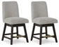 Burkhaus - Upholstered Swivel Barstool (Set of 2) - Beige / Dark Brown