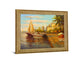 Sunlit Marina Promenade - 28" x 34" Framed Wall Art - Beige