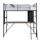 Cordelia - Twin Loft Bed With Desk - Antique Oak, Sandy Black & Dark Bronze Hand-Brushed