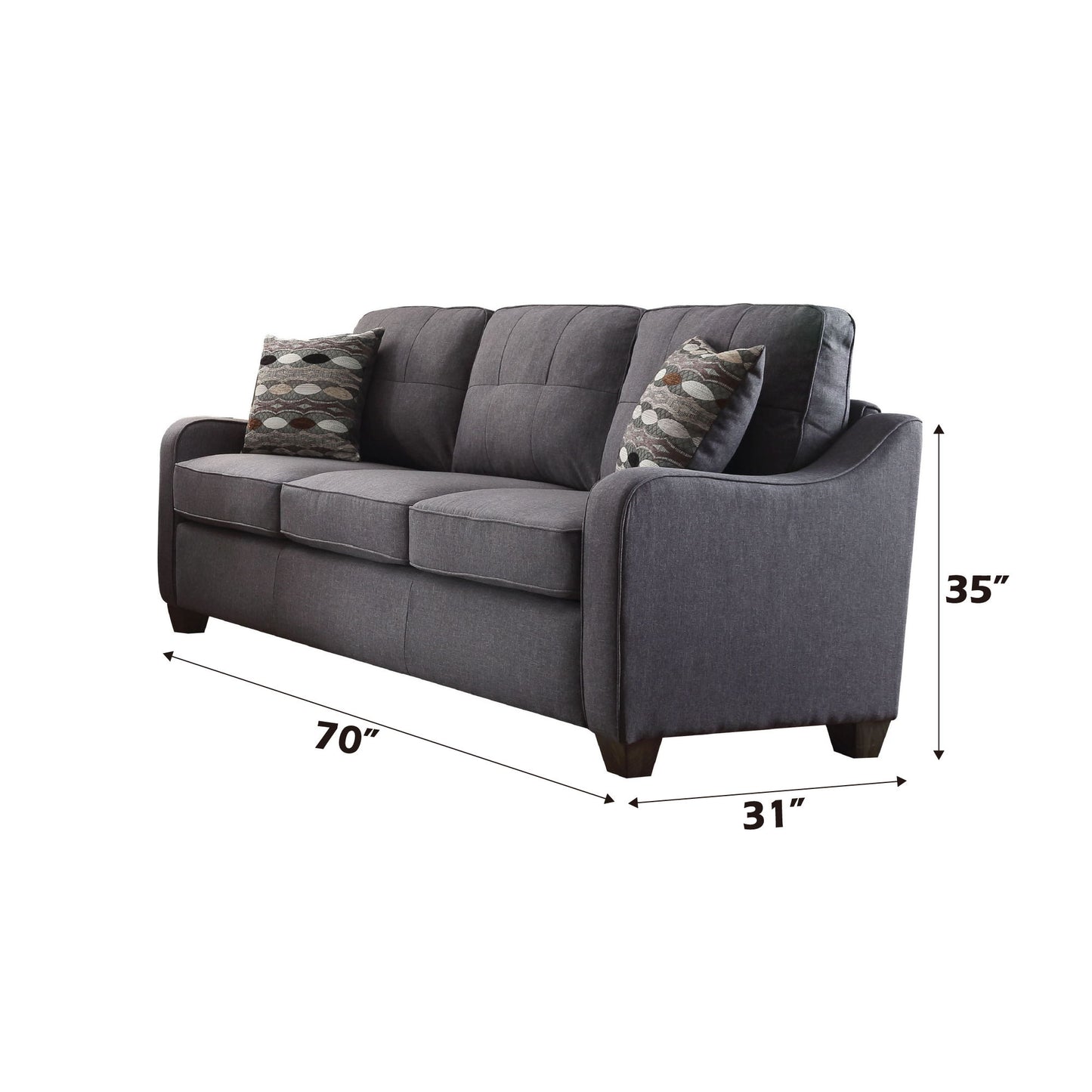 Cleavon II - Sofa With 2 Pillows - Gray Linen