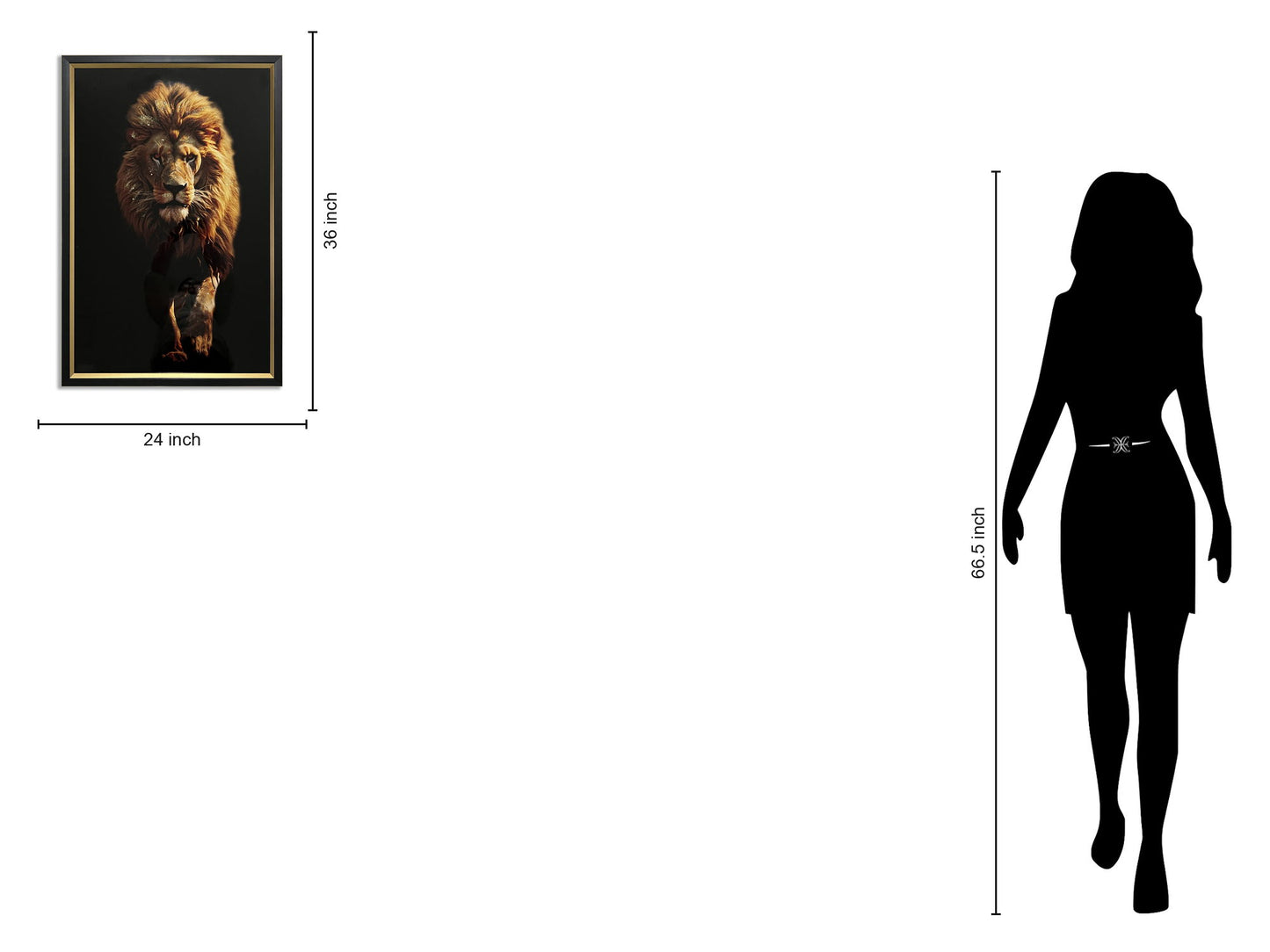 Majestic Mane - 24" x 36" Framed Wall Art - Brown - Light Brown