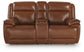 Healy Pier - Power Reclining Loveseat With Console / Adj Headrest - Chocolate