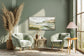 "Serene Landscape" Hand-Embellished Canvas In Frame - Muted Greens / Soft Earth Tones