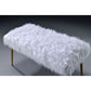 Bagley II - 20" Bench - White Faux Fur & Gold