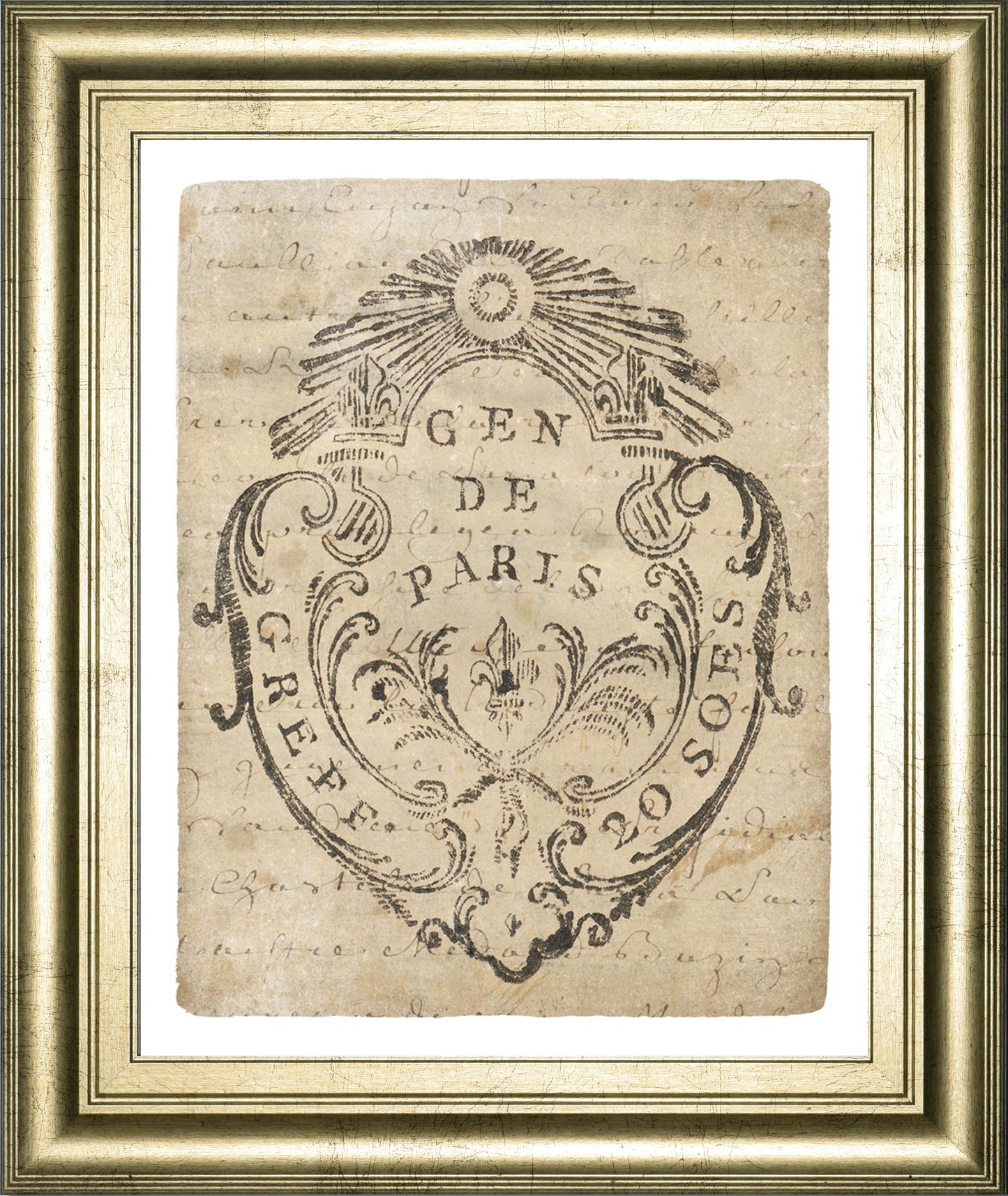 Letter Crest IIa Vintage V2 By Wild Apple Portfolio - Framed Print Wall Art - Beige