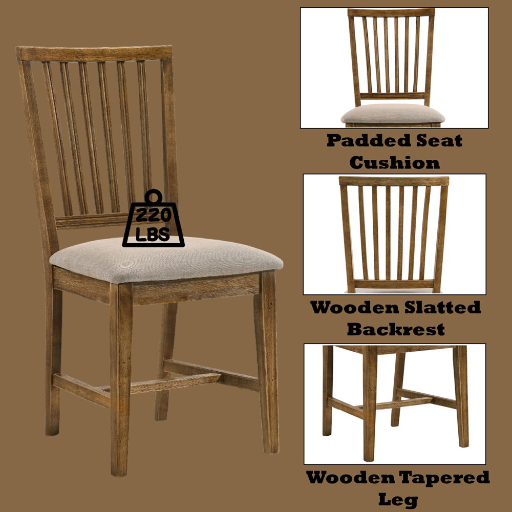 Wallace II - Side Chair Set of 2) - Tan Linen & Weathered Oak