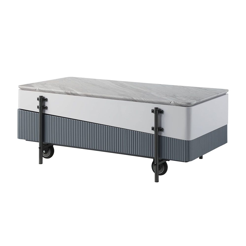 Wilkins - Coffee Table With Lift Top - Gray & White High Gloss