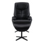 Labonita - Motion Accent Chair With Swivel & Ottoman - Black Top Grain Leather & Black