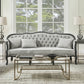 Samael - Sofa With 3 Pillows - Gray Linen & Dark Brown