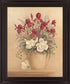 Burgundy Blossom Harmony - 28" x 34" Framed Wall Art - Beige