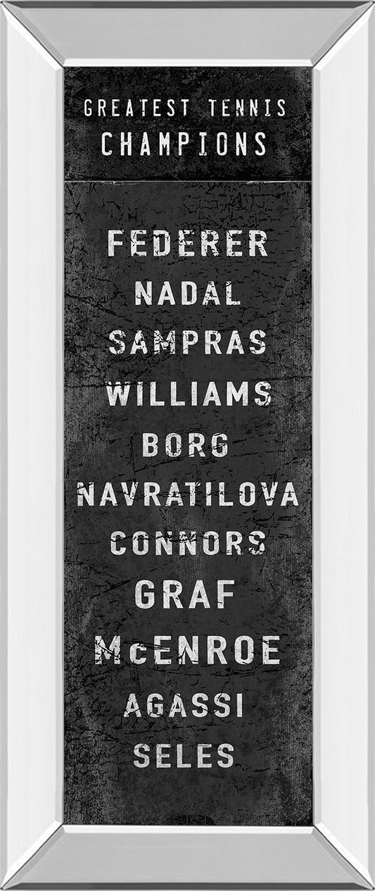 The Greatest Tennis Champions By The Vintage Collection - Mirror Framed Print Wall Art - Black