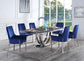 Cambrie - Side Chair Set of 2) - Blue Velvet & Mirrored Silver