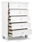 Fortman - Five Drawer Chest - White