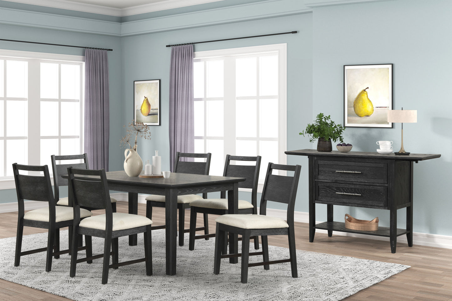 Sable Crest - 5 Piece Set (Round Dining Table & 4 Chairs) - Black