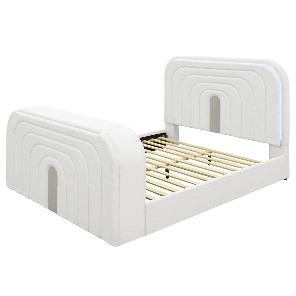 Shelyn - Bed With LED, TV Cabinet, Fireplace & Bluetooth