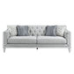 Katia - Sofa With 4 Pillows - Light Gray Linen & Weathered White