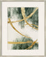 "Golden Strokes I" Hand-Embellished Canvas Framed Under Acrylic - Gold / Green / White