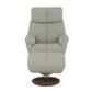 Kandoro - Motion Accent Chair With Swivel & Ottoman - Gray Leather & Brown Base
