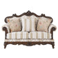 Nayla - Loveseat With 3 Pillows - Pattern Fabric & Cherry